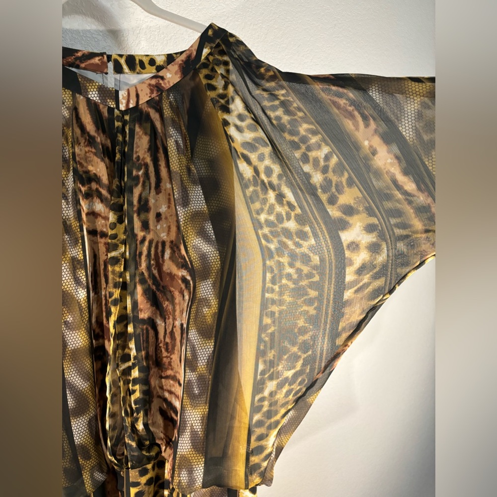 Unique Leopard Print Layered Top With Sheer Long … - image 6